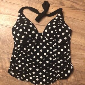 Black & White Polka-dot Tankini swim Top